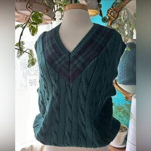 Vintage 90s Gap Forest Green Grandpacore  Sweater Vest Size Medium